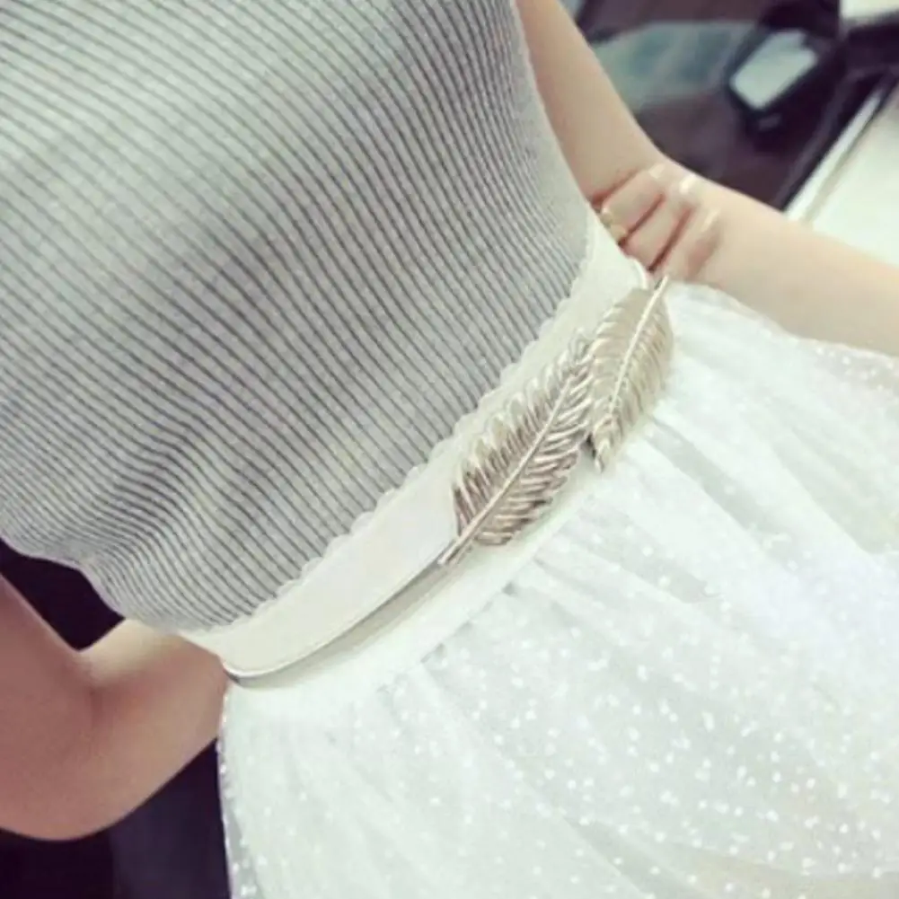 

Belt Flower Leaves Metal Buckle Belt For Dresses Women Fashion Belts Elastic Ladies Female Thin Gold Chain Waistband Belts X2A6
