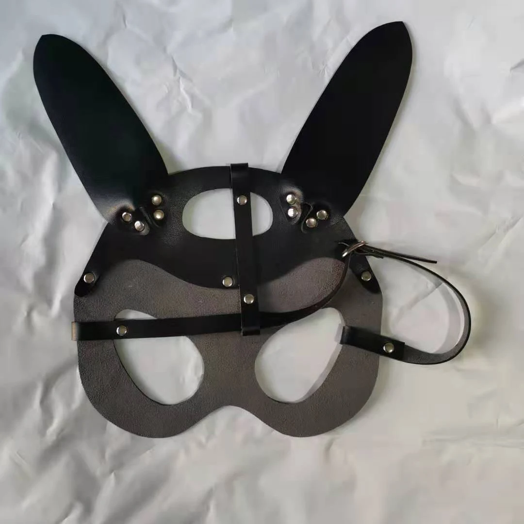 

Hirigin Bunny Girl Cosplay Masks For Halloween 2019 New Pu Leather Dress Club Partywear Cute Rabbit Ears Mask Lingerie Masks