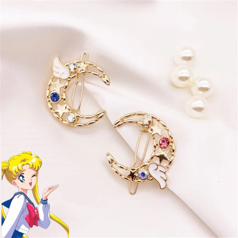 Japan Anime Moon Hair Pin Cosplay Costumes Accessories Girl Star Moon Cartoon Cute Bobby Pin Fancy Gift