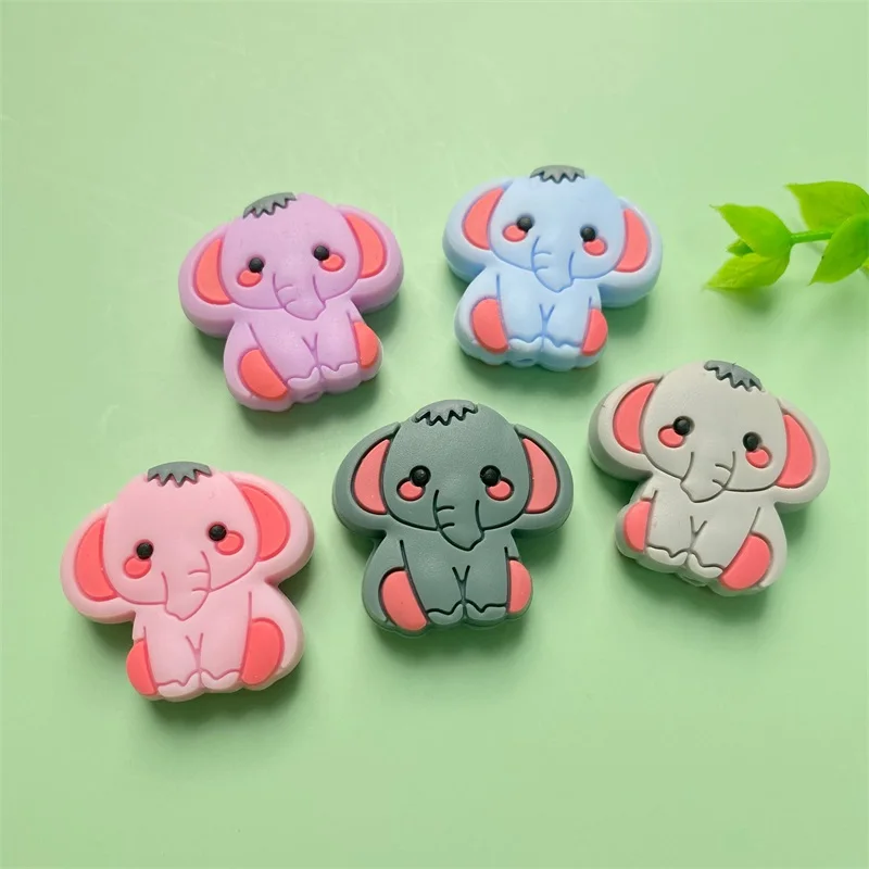 10pcs Silicone Teether Beads BPA Free Mini Elephant Animal DIY Baby Teething Pacifier Chain Toys Gift goods |