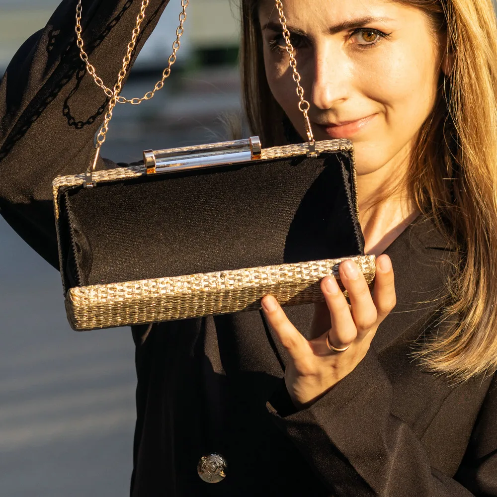 Женский соломенный клатч Boutique De FGG, на цепочке, вечерняя сумка-кроссбоди, маленькая сумка через плечо