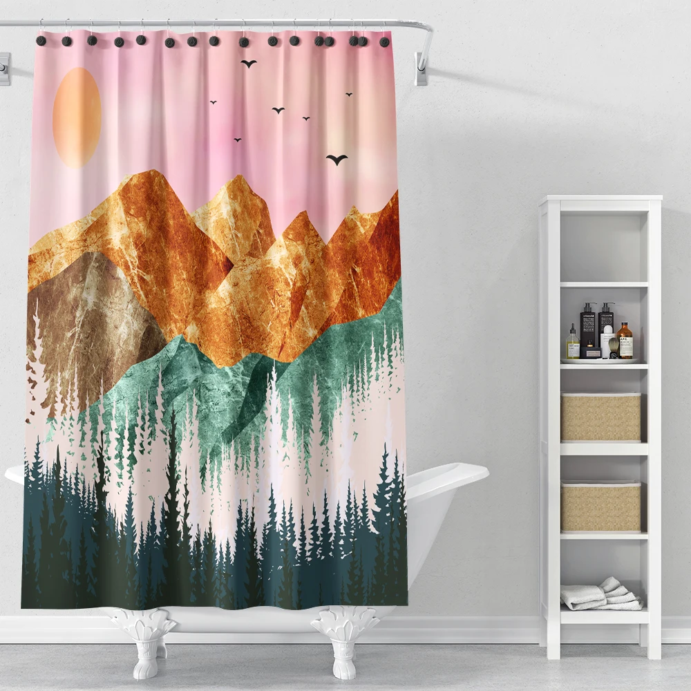 

Nordic style Painting Art landscape Shower Curtains Waterproof Bathroom Home Decoration Bath Room Curtain