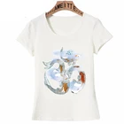 AMEITTE Новая летняя модная женская футболка Лотос Om Koi Футболка с принтом милая девушка Повседневный Топ смешная рыба дзен художественный дизайн женские футболки