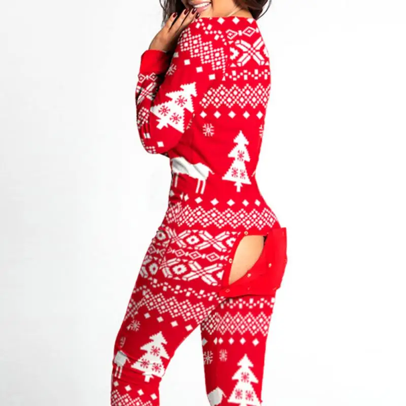 Пикантный женский Пижамный комбинезон с V-образным вырезом принтом спереди сзади