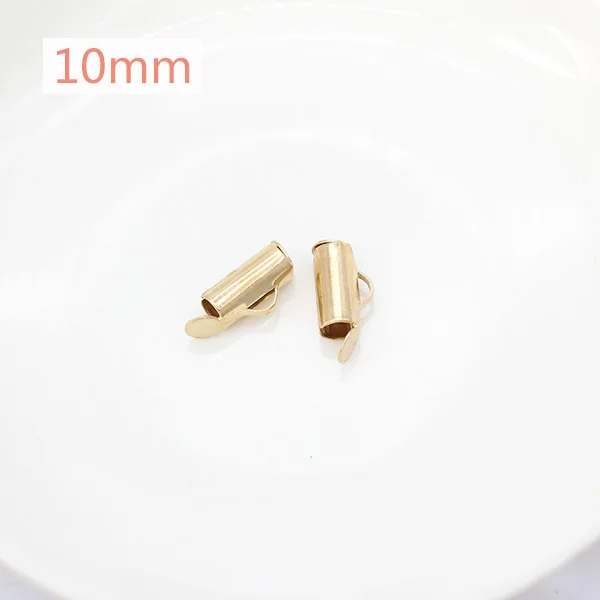 10mm kc gold 50p 10/13/16/20/25/30/35/40 мм цвета: золотистый, серебристый трубы торцевые крышки слайдера ювелирные изделия выводы разъем Бисер скользить по конец застежка с пряжкой - Цвет: 10mm kc gold