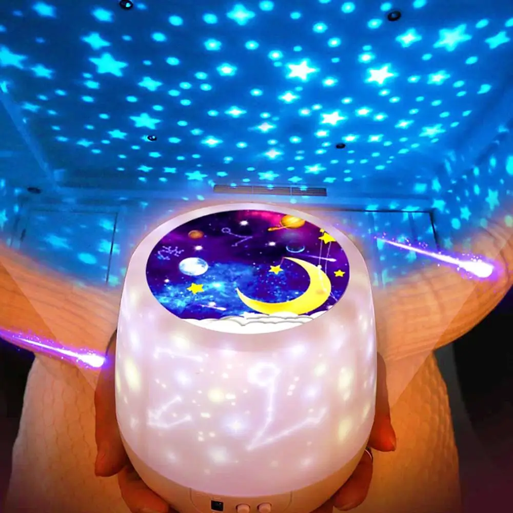 

Starry Sky Projection Lamp Stars Rotating Bedside Night Light Moon Night Children Room Lighting