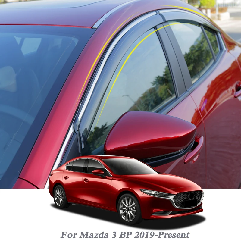 

Car Styling Awnings Shelters Window Visors Sun Rain Shield Sticker Covers For Mazda 3 BP 2019-Present External Accessories