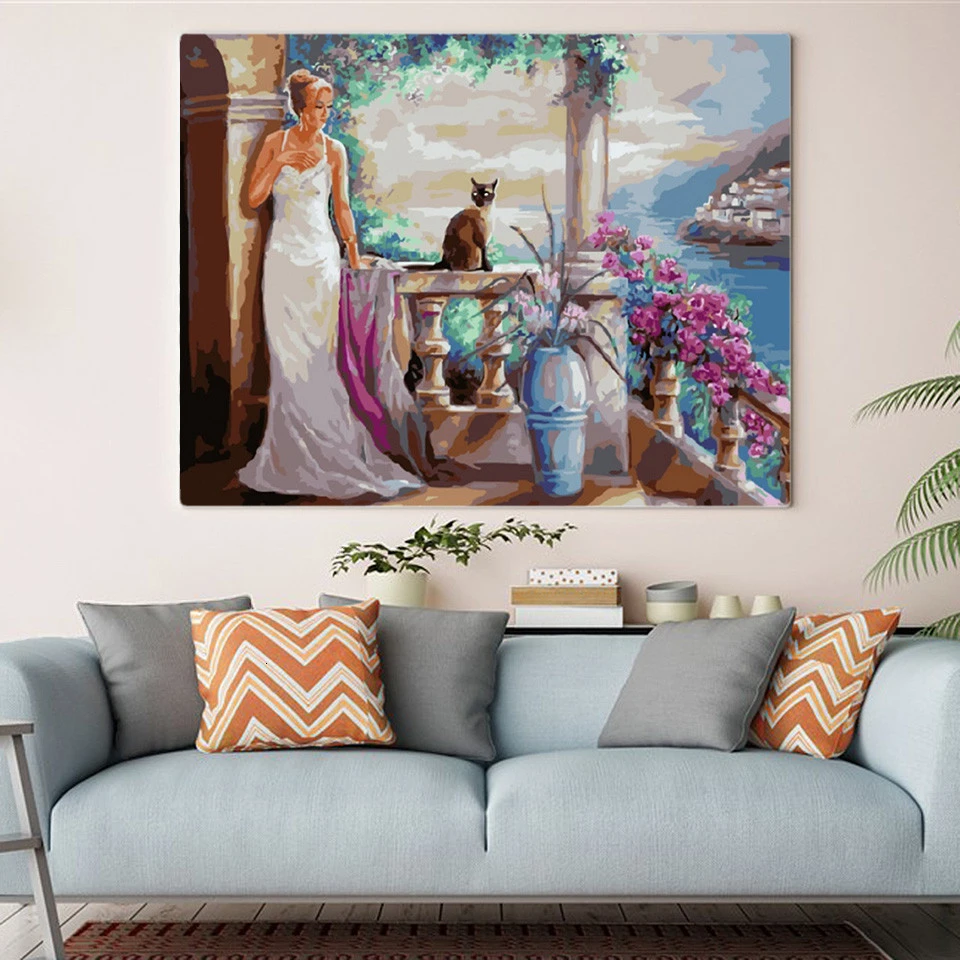 EverShine Painting By Numbers Girl DIY Coloring Hand Painted Kits Drawing Canvas Pictures Figure Home Decor | Дом и сад