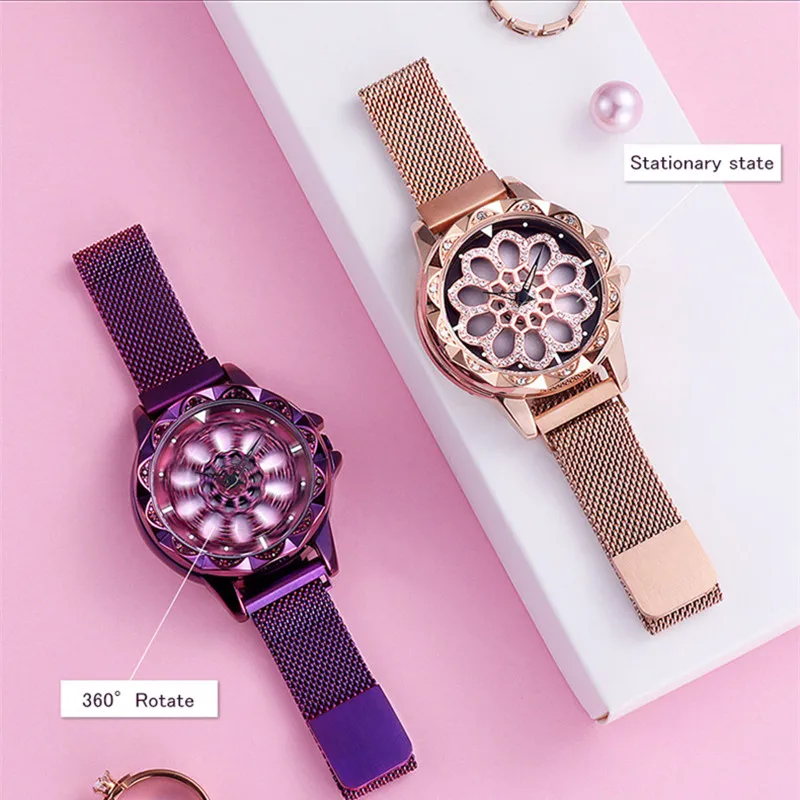 Роскошные женские часы с магнитной Миланской сеткой и автоматическим