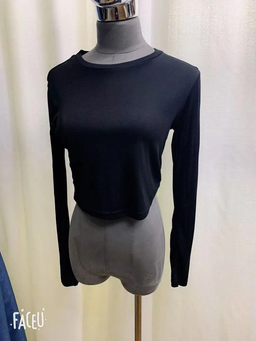 Женская эластичная футболка облегающий Топ с длинным рукавом в Корейском стиле