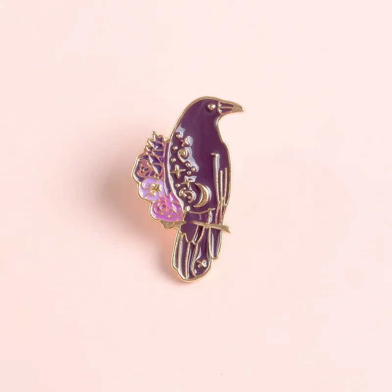Мультфильм птица цветок броши для женщин креативное платье эмаль булавки