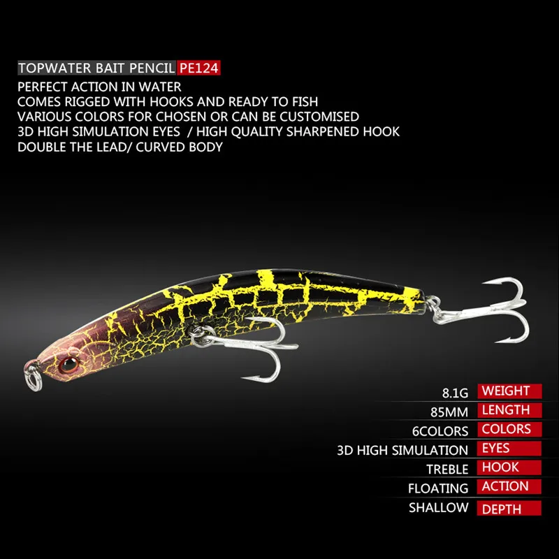 

Pencil Floating Fishing Lure Weights 8.1g Bass Fishing Tackle Lures Wobblers For Fishing Crankbaits Twitching Bass Pike Bait
