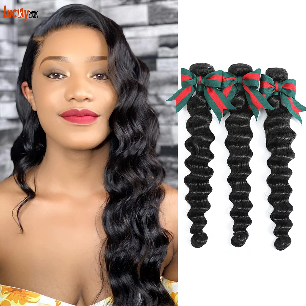 

Raw Indian Hair Super Double Drawn Human Hair Loose Deep Wave Bundles Deals 1/3/4 Pcs Remy Human Extensions 8-30 Inch