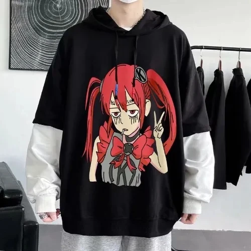 

Popular round collar all-match Japanese men's hoodies INSTAGRAM youth trend new temperament simple lazy Harajuku art oversize