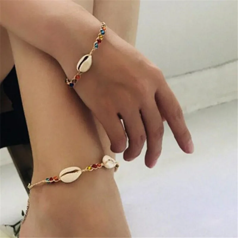 2019 fashion natural shell anklet bohemian national style mixed color rice beads foot decoration factory wholesale | Украшения и