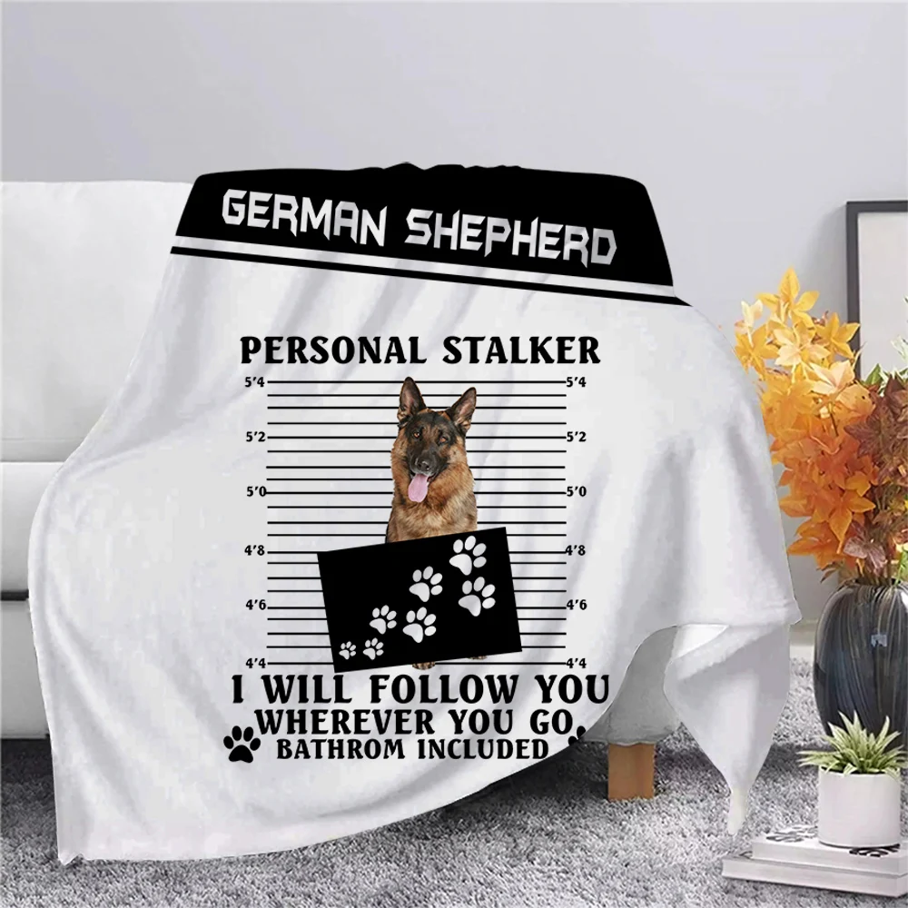

CLOOCL Pet Dog German Shepherd Flannel Blanket 3D Animal Throw Blanket Hiking Picnic Blanket Office Nap Blanket Sherpa Blanket