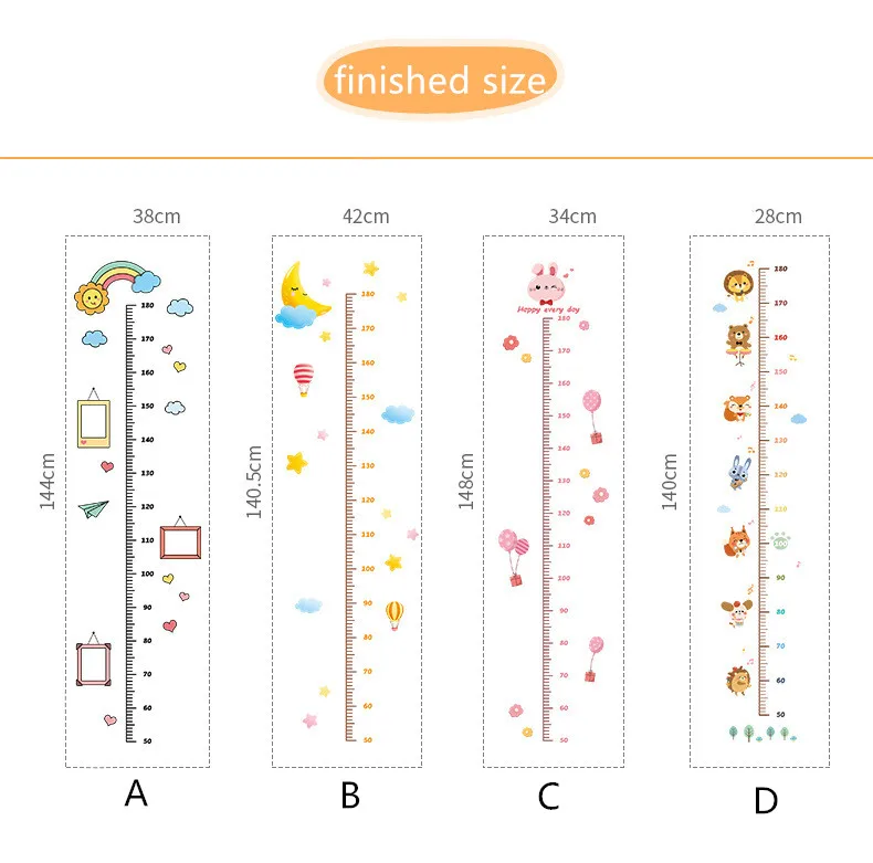 4 стиля милых мультяшных стикеров для детей рост линейка высота наклейка детской