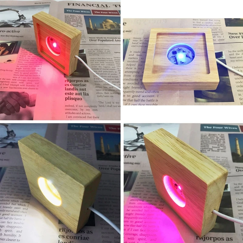 

Новинка 2022, квадратная деревянная светодиодная подставка для ночного освещения, цветная/белая/теплая деревянная подставка для осветительн...