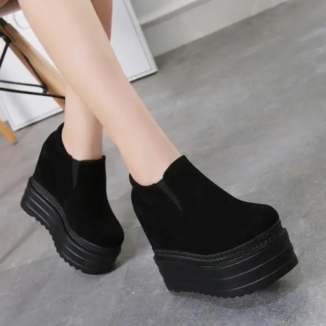 New spring 13 cm high with naked waterproof joker platform machine Martin increased in women's shoes | Обувь