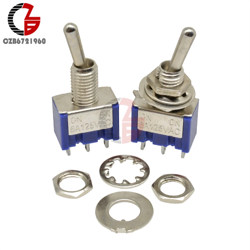 MTS-102 Toggle Switch 13*8MM- 3Pin On-Off Copper Contactor 125V 6A 250V 3A | Обустройство дома