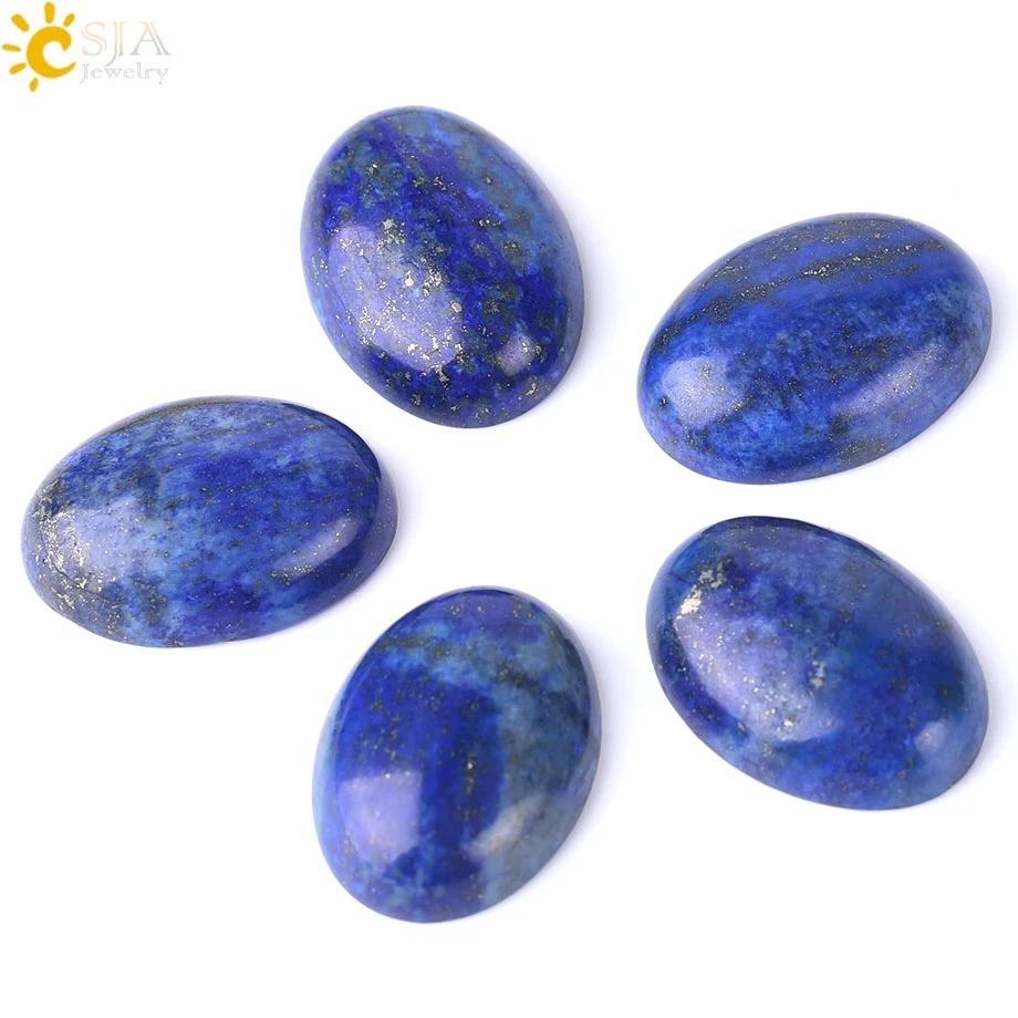 

CSJA 1PC Natural Lapis Lazuli Cabochon Gem Stones No Drilled Hole Oval CAB Bead for Men DIY Handcrafted Jewelry Making Ring F511