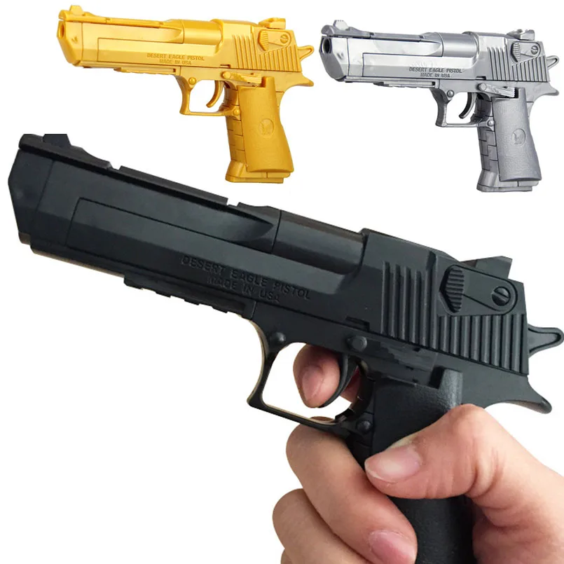 

Children Mini 1:10 Toy Gun Soft Bullet Pistol Assembled Building Block Bricks Safety Plastic 3D Model Gun Toys For Boys Can Fire