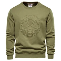 fashion simple cotton solid color pullover sweater mens casual animal three dimensional embossed sweatshirt