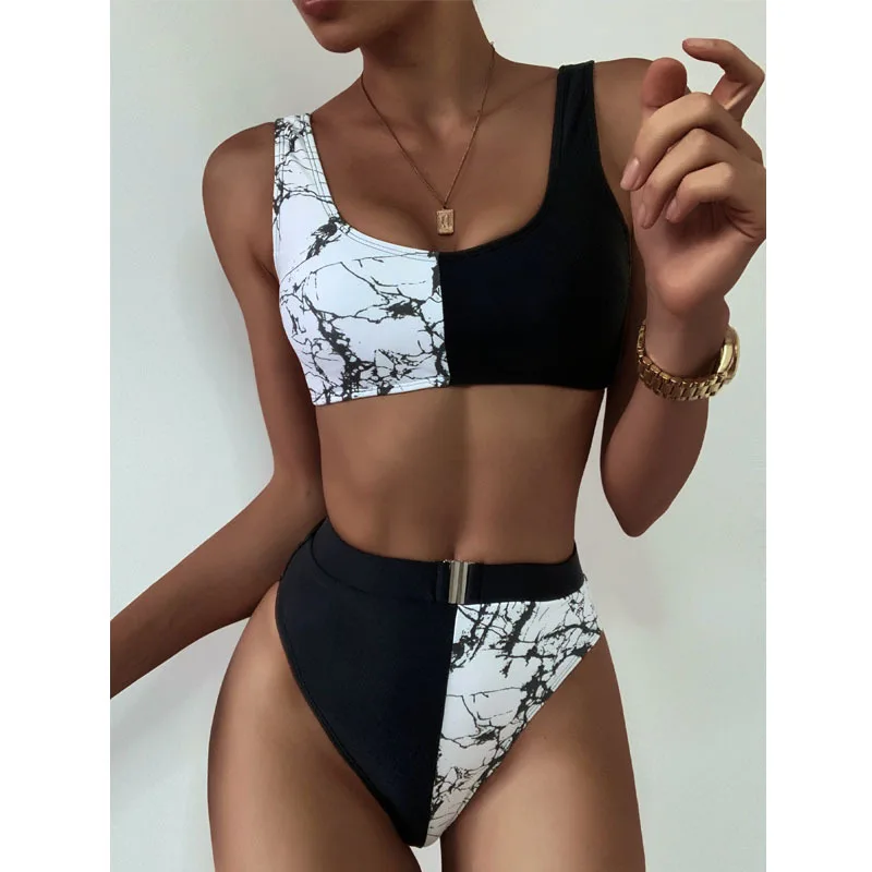 

2021 Sexy Women Summer Swimwear Bikini Set Bra Female High Waist Swimsuit Biquini Push Up Bathing Suit 2piece Set Women