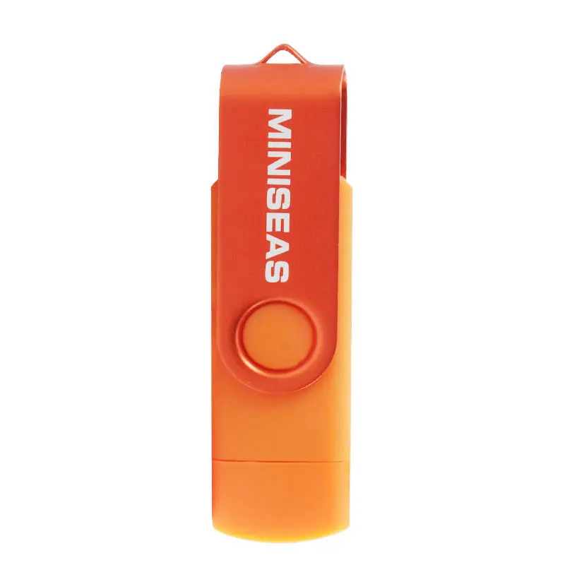 Orange Usb флеш-накопитель Miniseas, 8 цветов, вращение, OTG, телефон, ручка-накопитель, 4 ГБ, 8 ГБ, 16 ГБ, 32 ГБ, 64 ГБ, память, Usb флешка флеш-накопитель - Цвет: Orange
