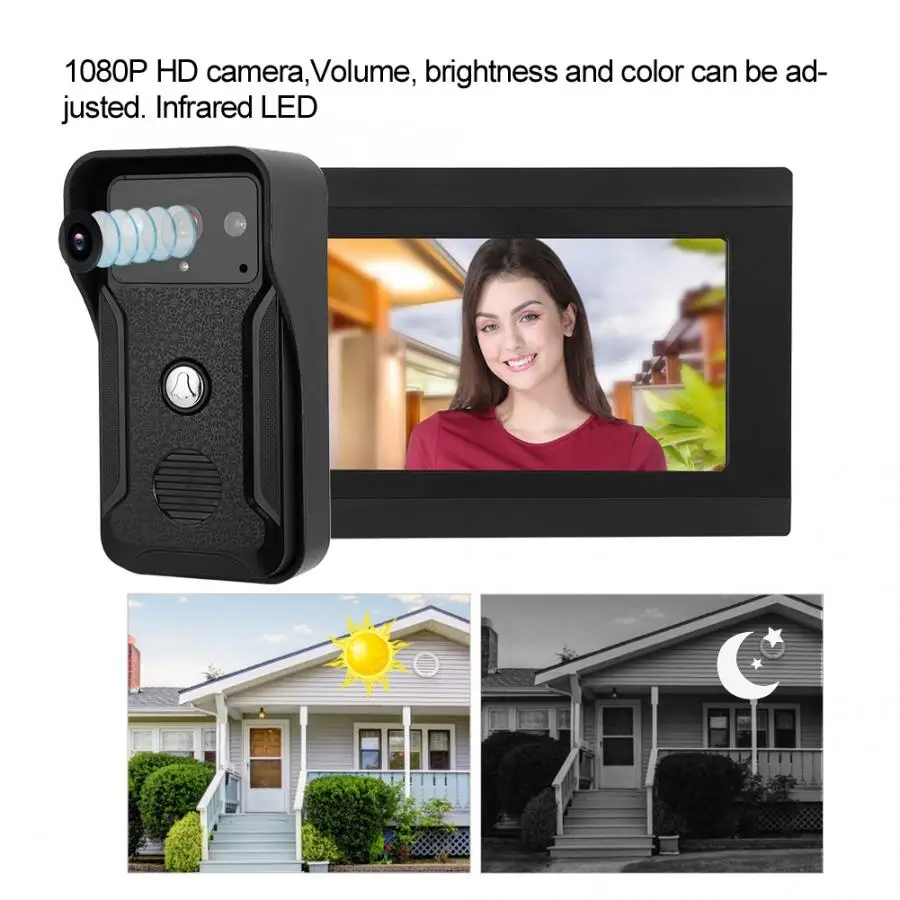 7in 1080P HD проводной Wifi видео дверной звонок приложение дистанционного ночного