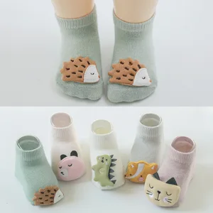 Летние и осенние милые Мультяшные детские носки, хлопковые дизайнерские детские носки с животными, Нескользящие Детские Разноцветные носки для новорожденных
