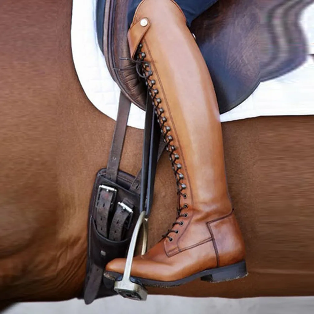 Женские ковбойские сапоги на шнуровке с круглым носком в стиле ретро | Обувь