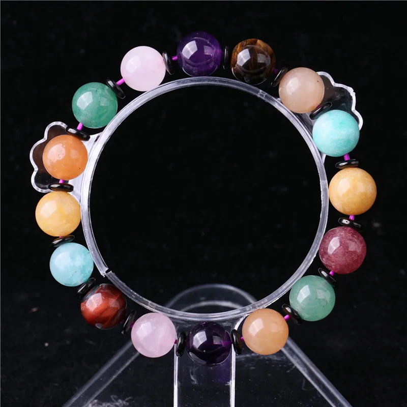 

Natural 7 Chakra Multi Gem Stones Beads Bracelet For Women And Men Tiger Eye Lapis Crystals Elastic Rope Yogi Bracelet