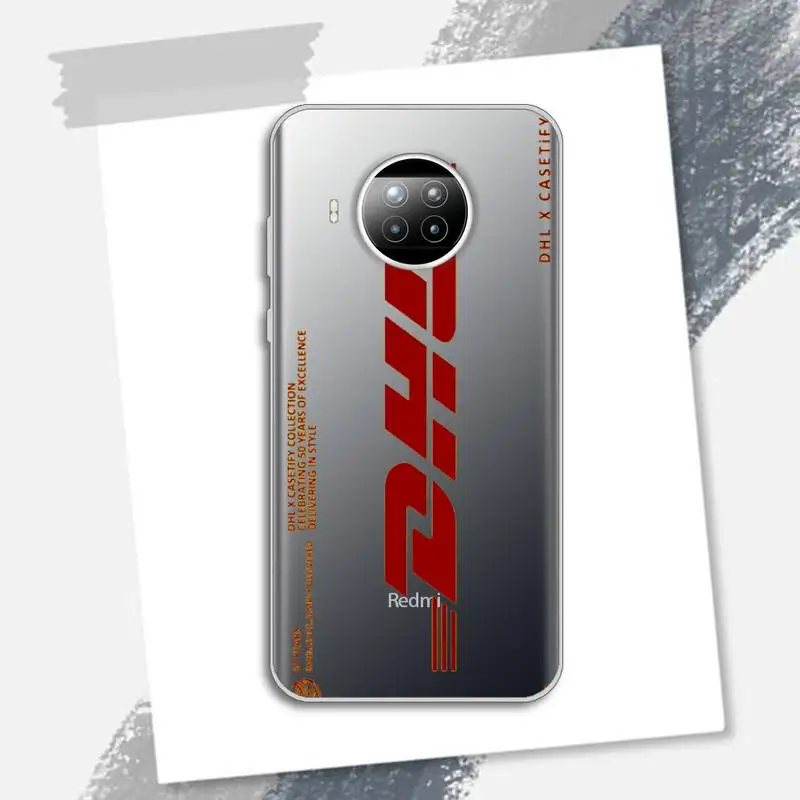 

Hot DHL Express 50th Anniversary Edition Label Phone Case Transparent for Xiaomi Redmi note 10 t 8 9 pro lite 11