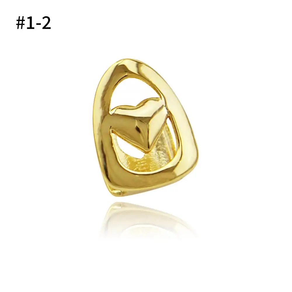 Punk Gold Silver Teeth Grillz Top Bottom Grills Dental Mouth Teeth Caps Cosplay Party Tooth Rapper Jewelry Gift Hip Hop - Окраска металла: Gold2