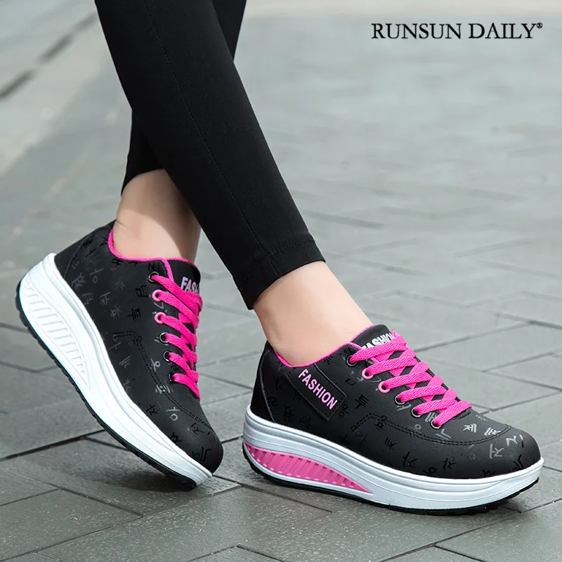 

Women's Casual Sports Shake Shoes Thick Bottom Wedges Sneakers Comfortable Platform Walking Shoes 5 Colors