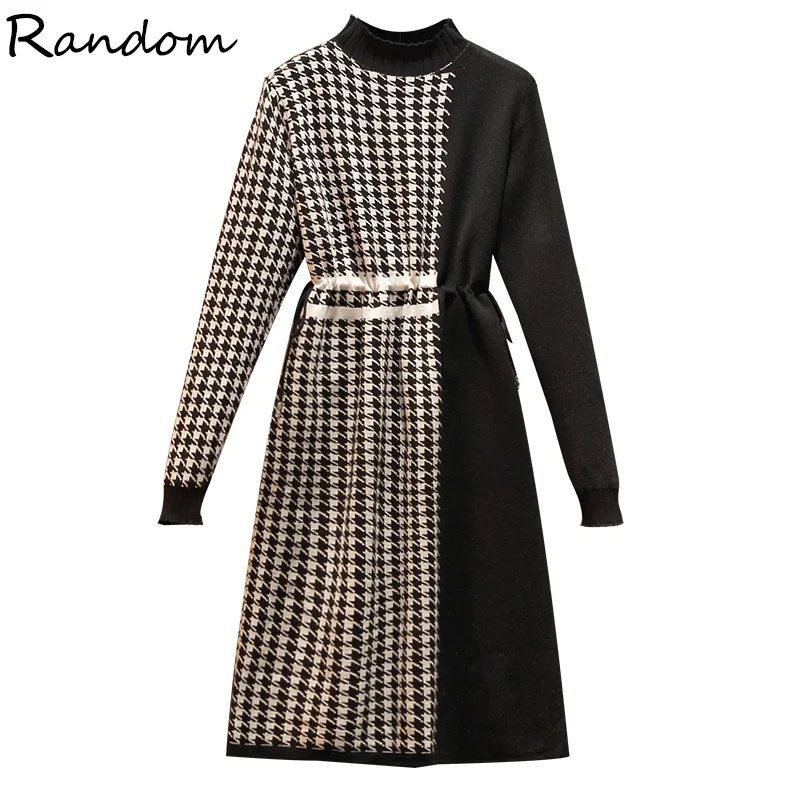 Женское трикотажное зимнее теплое платье с длинным рукавом | Женская одежда