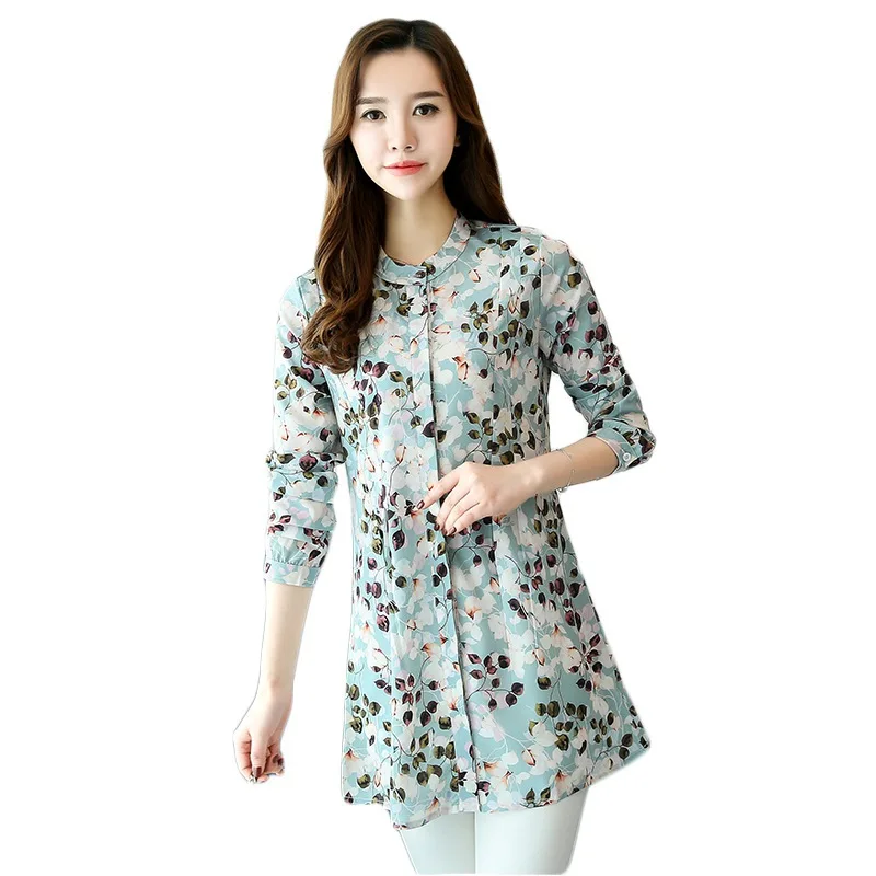 

Women's Floral Chiffon Long Sleeve Blouse Fashion Shirt Blouse Tops Rk