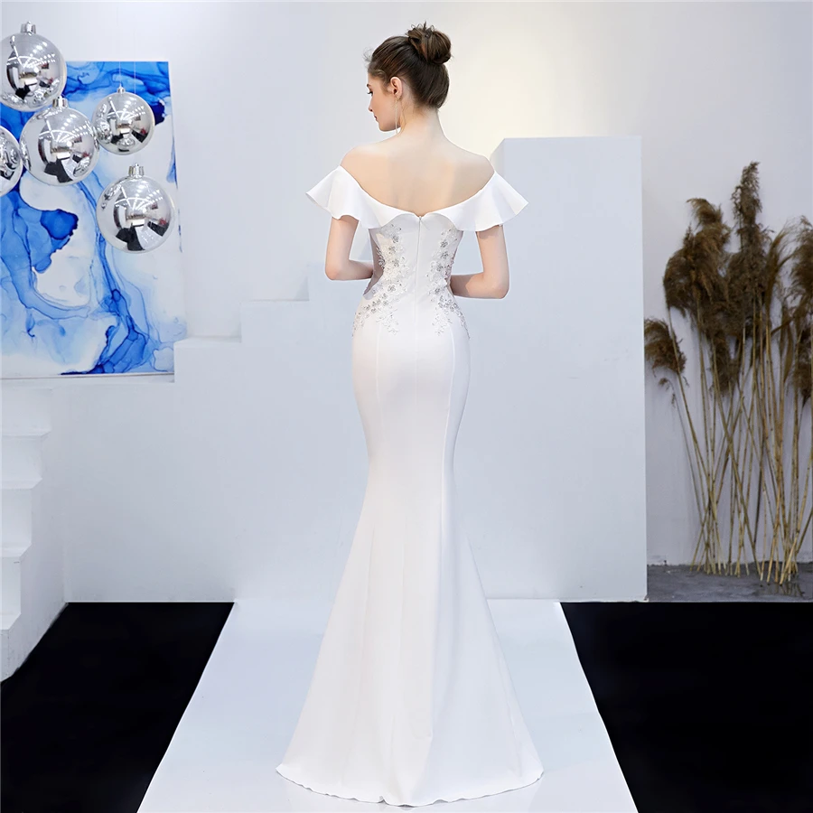 Однотонное вечернее платье DX265 It's Yiiya Короткий рукав Вырез лодочкой Robe De Soiree С