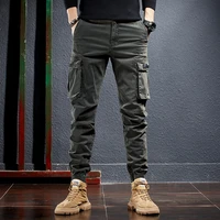 newly fashion streetwear men jeans embroidery designer big pocket casual cargo pants men overalls korean hip hop jogger trousers