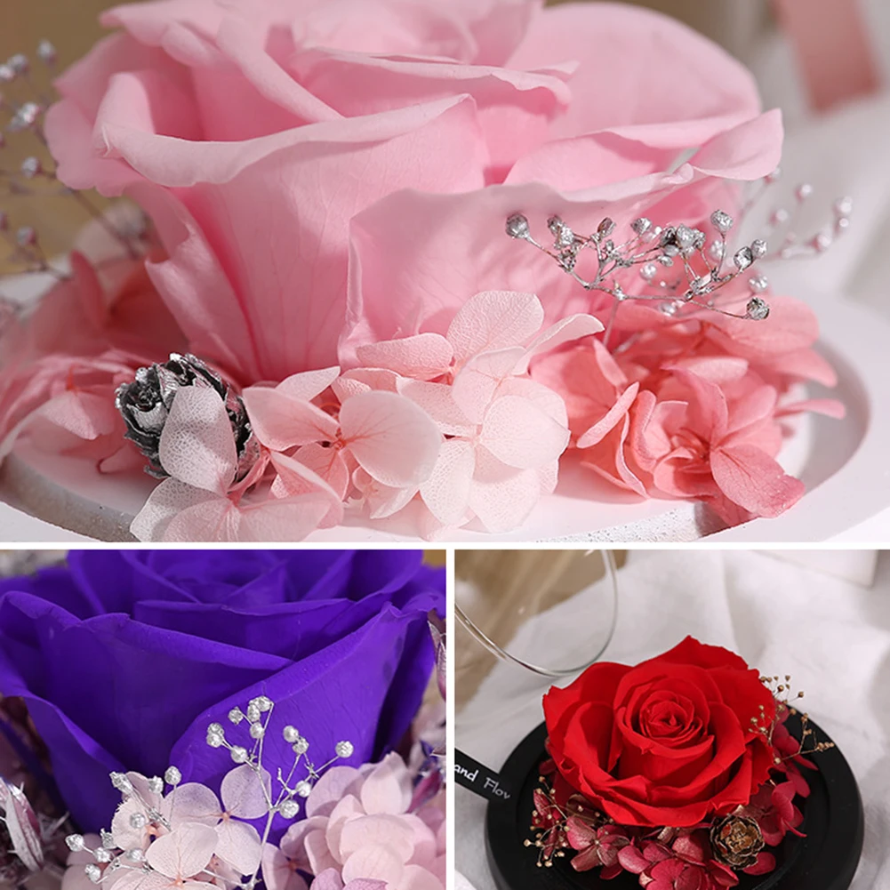 Сохраненный цветок розы стеклянный купол крышка орнамент вечерние Свадебные