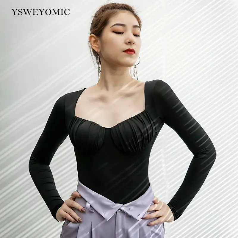 

Sexy Latin Dance Tops Women Latin Practice Clothes Samba Salsa Costume Tango Wear Ballroom Shirt Autumn Winter Dance Tops ZD235