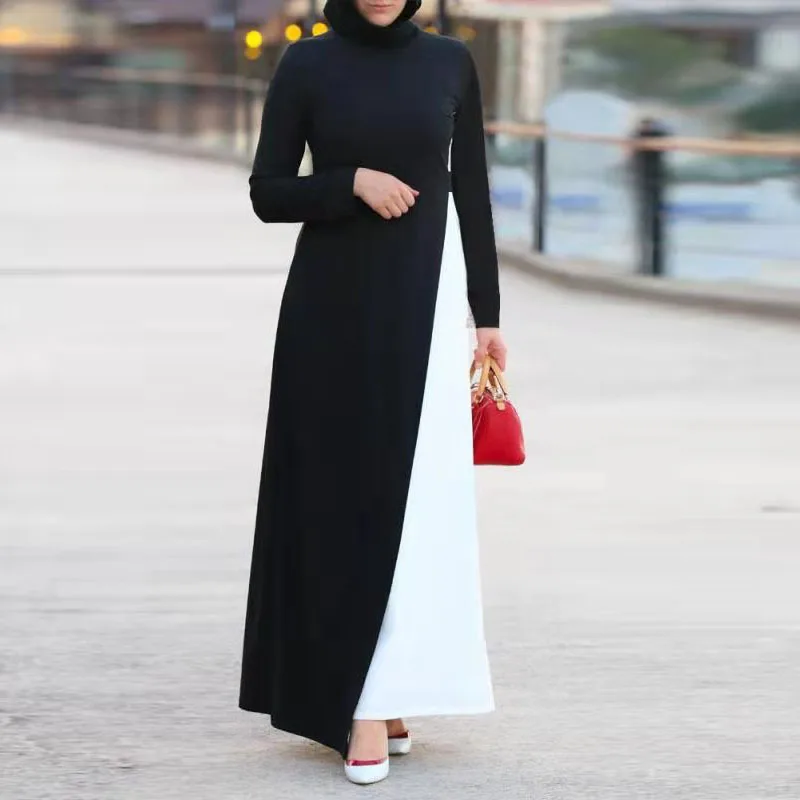 Women's Evening Dress African Mid East Women Long Dress Plus Size Casual Muslim Long Sleeve Robe Black White Large Loose Abaya