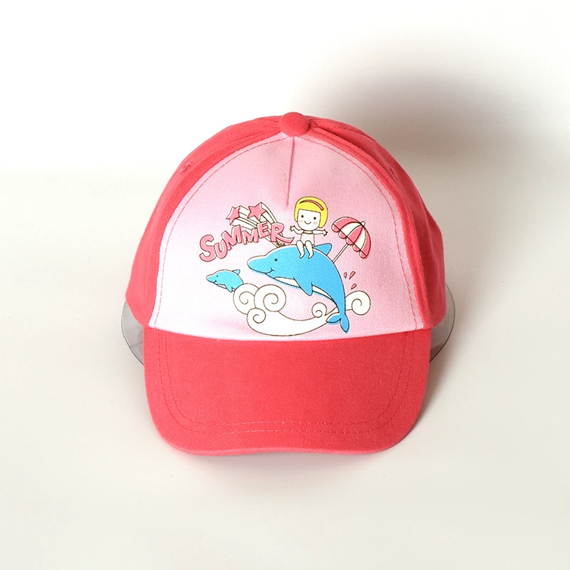 

Cartoo Dolphin Girls Hat Baby Girl Cap Cotton Children Baseball Cap Pink Adjustable for 10 Months to 2 Years Old Kids