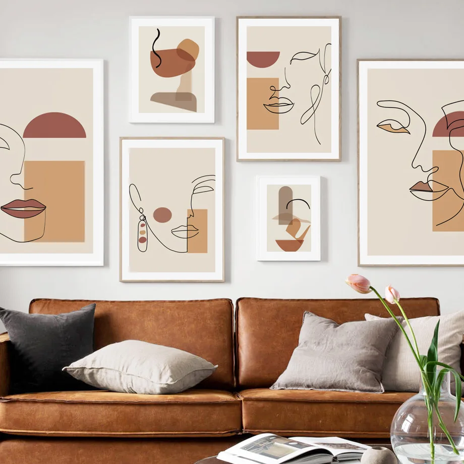 

Abstract Girl geometry line curve Nordic Vintage Posters And Prints Wall Art Canvas Painting Wall Pictures For Living Room Decor