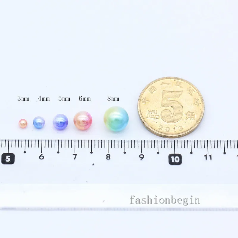 Круглые акриловые бусины с радужной вставкой шарики имитацией жемчуга для