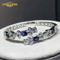 jewepisode 100 925 sterling silver sapphire created moissanite gemstone charm cuff bracelet bangles luxury fine jewelry gifts