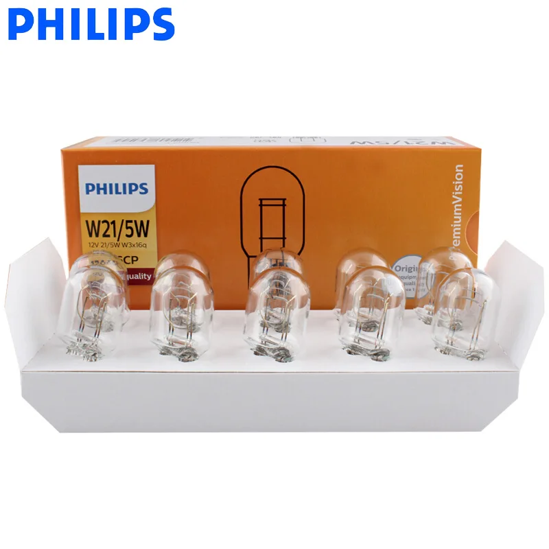 10 шт. Philips W21/5 Вт T20 7443 12 в 21/5 Премиум видение автомобиля оригинасветильник