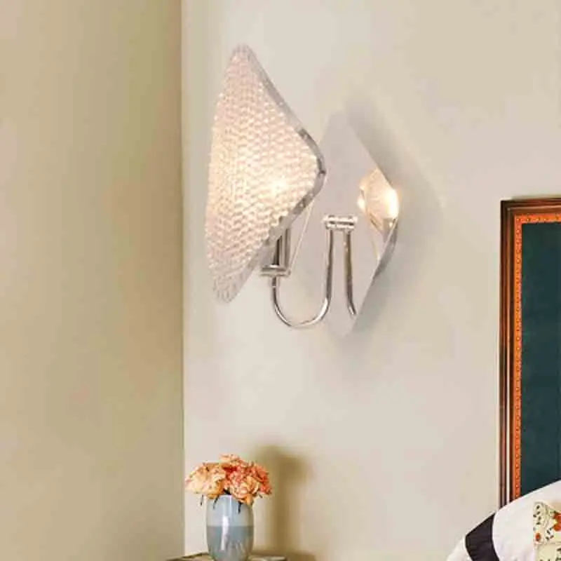 

Nordic light luxury crystal craft wall lamp led metal hotel mural lamp single head bedroom bedside lamp creative decoration