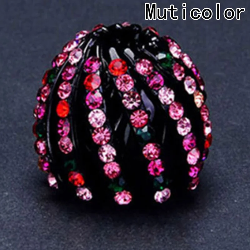 New Style Crystal Color Bird Nest Ponytail Holder Fair Crab Claw Clip Hairpin Rhinestone For Women Girls Headwear